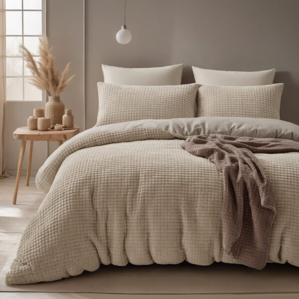 Check Teddy Taupe 200 x 200/220 - Afbeelding 2