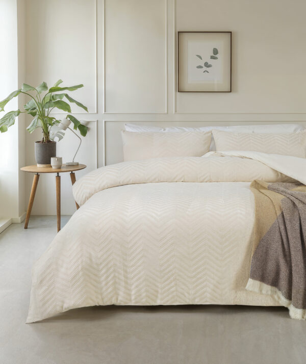 Chevron Teddy Créme 240 x 200/220 - Afbeelding 2