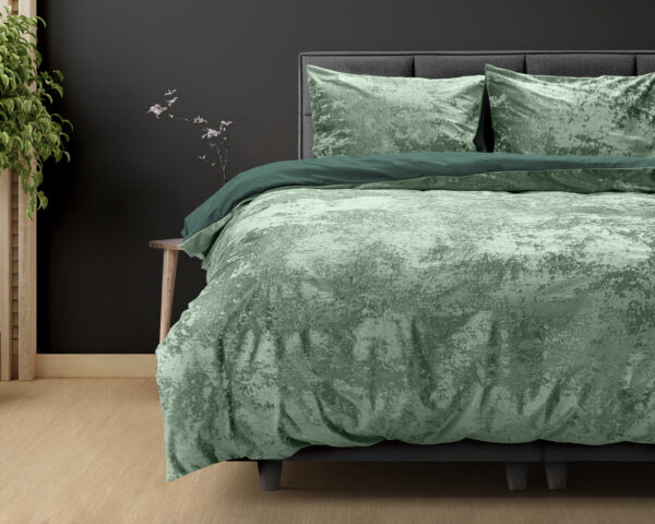 Crushed Velvet Cotton Bottle Donker Groen 200 x 220 - Afbeelding 2