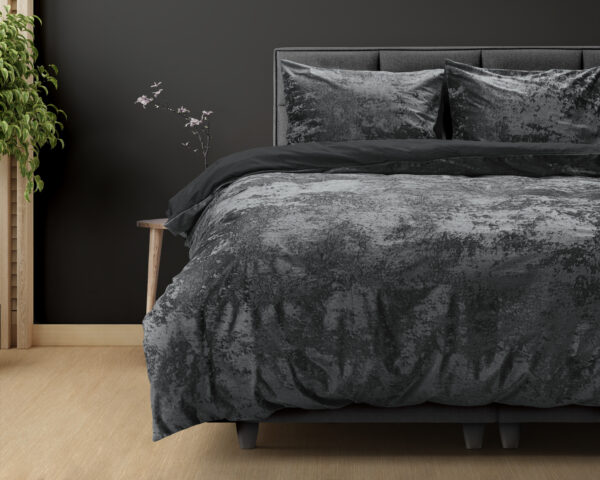 Crushed Velvet Cotton Volcanic Antraciet 140 x 220 - Afbeelding 2