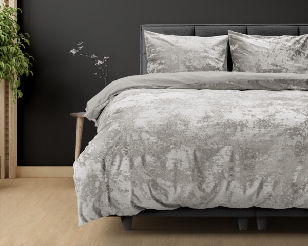 Crushed Velvet Katoen Metallic Zilver 200 x 220 - Afbeelding 2