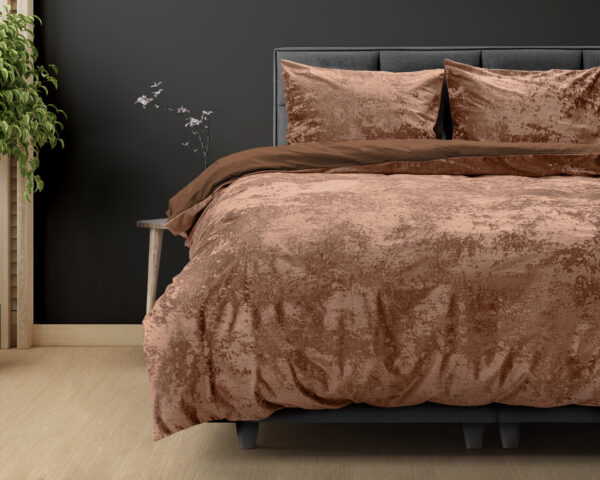 Crushed Velvet Katoen Wood Bruin 140 x 220 - Afbeelding 2