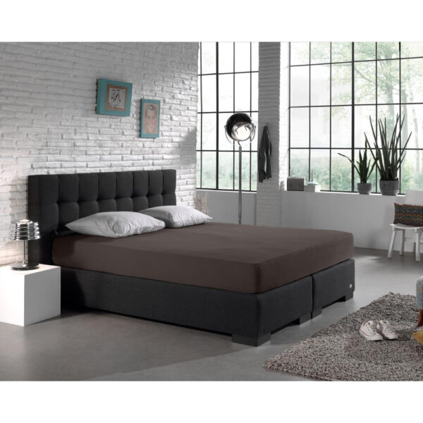 Dubbel Jersey 220 gr. Hoeslaken Deep Taupe 160/180 x 200/220 - Afbeelding 4