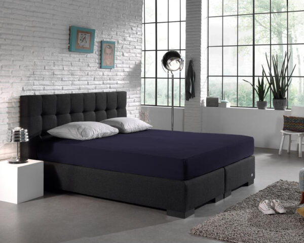 Dubbel Jersey 220 gr. Hoeslaken Navy 140 x 200/220 - Afbeelding 2