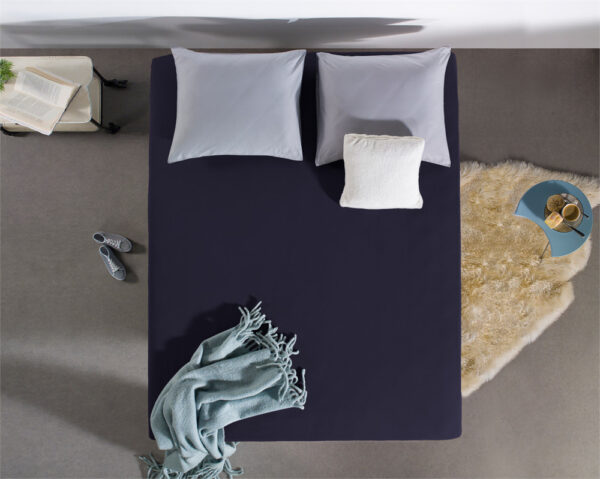 Dubbel Jersey 220 gr. Hoeslaken Navy 140 x 200/220 - Afbeelding 3