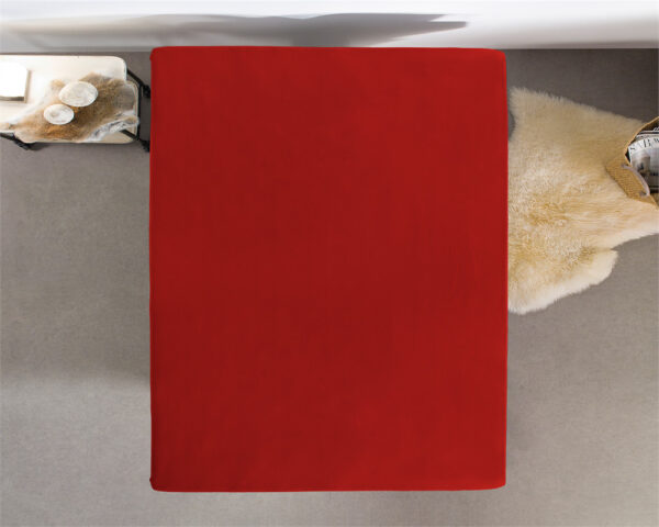 Dubbel Jersey 220 gr. Hoeslaken Rood 190/200 x 220/230 - Afbeelding 3
