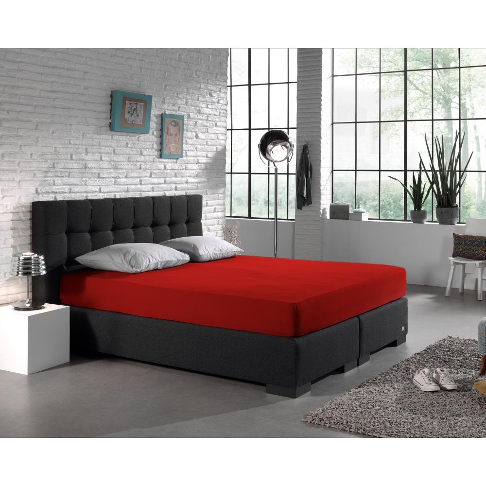 Dubbel Jersey 220 gr. Hoeslaken Rood 80/100 x 220