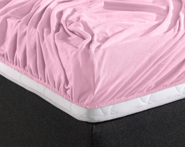 Dubbel Jersey 220 gr. Hoeslaken Roze 140 x 200/220 - Afbeelding 4