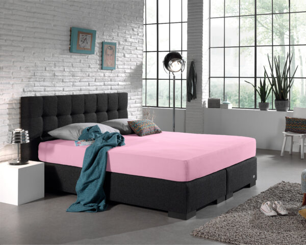 Dubbel Jersey 220 gr. Hoeslaken Roze 190/200 x 220/230 - Afbeelding 5