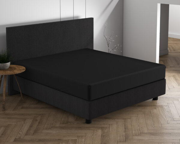 Dubbel Jersey 220 gr. Hoeslaken Zwart 160/180 x 200/220 - Afbeelding 2