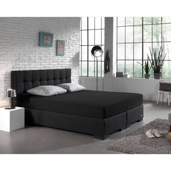 Dubbel Jersey 220 gr. Hoeslaken Zwart 160/180 x 200/220 - Afbeelding 3