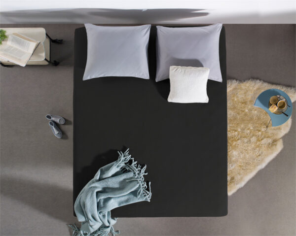 Dubbel Jersey 220 gr. Hoeslaken Zwart 160/180 x 200/220 - Afbeelding 4