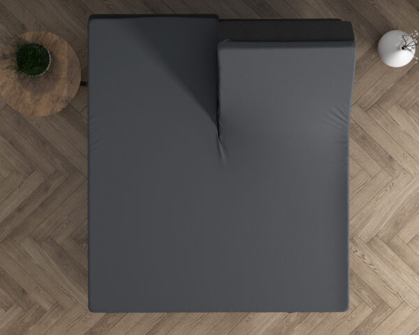 Dubbel Jersey 220 gr. Splittopper Hoeslaken Antraciet 180 x 200/220 - Afbeelding 3