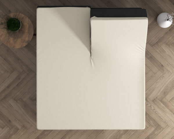Dubbel Jersey 220 gr. Splittopper Hoeslaken Creme 160 x 200/220 - Afbeelding 3