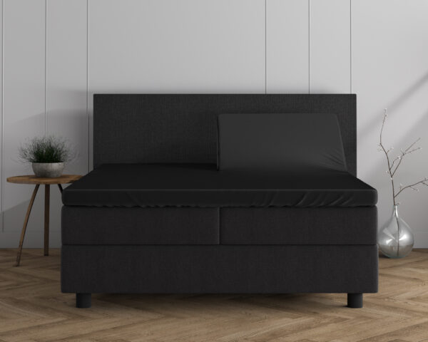 Dubbel Jersey 220 gr. Splittopper Hoeslaken Zwart 160 x 200/220 - Afbeelding 2