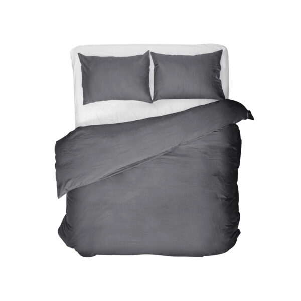 Egyptisch Katoen Uni Dekbedovertrek Antraciet 200 x 200/260 - Afbeelding 2