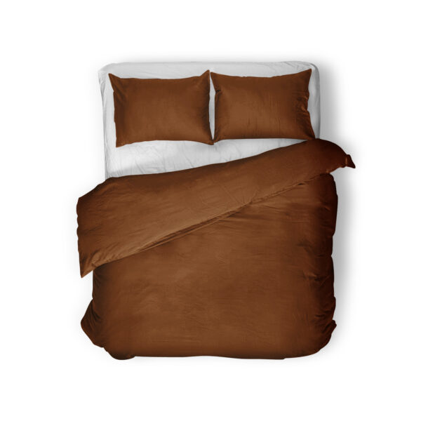 Egyptisch Katoen Uni Dekbedovertrek Bruin 135 x 200 - Afbeelding 2
