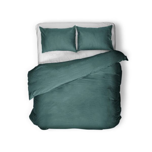 Egyptisch Katoen Uni Dekbedovertrek Donker Groen 140 x 200/260 - Afbeelding 2