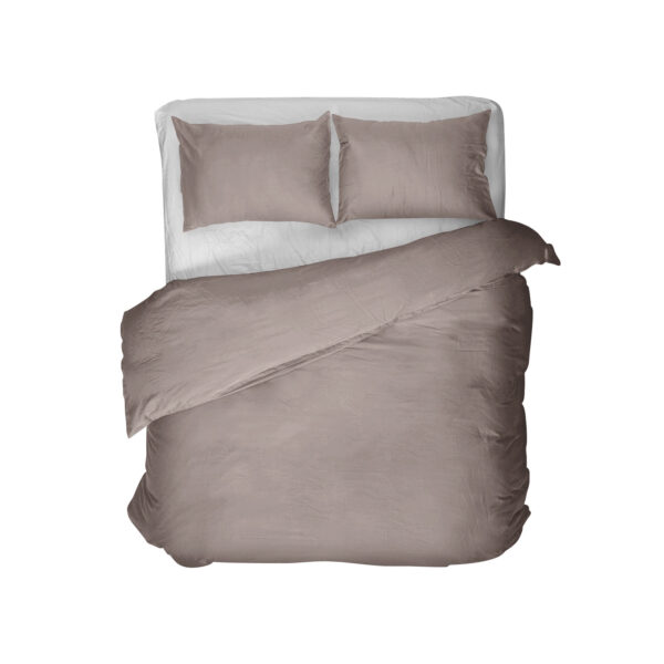 Egyptisch Katoen Uni Dekbedovertrek Taupe 140 x 200/260 - Afbeelding 2