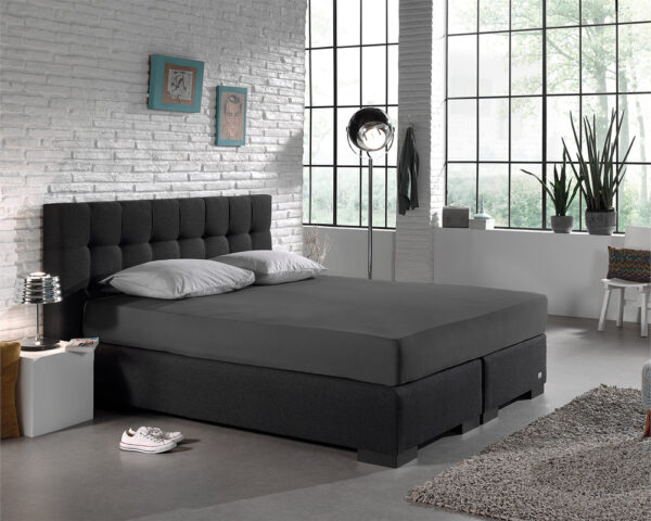 Enkel Jersey 135 gr. Hoeslaken Antraciet 190/200 x 200/220 - Afbeelding 2