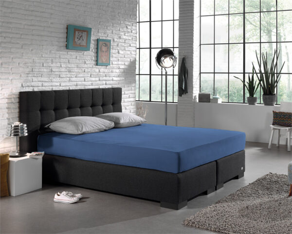 Enkel Jersey 135 gr. Hoeslaken Blauw 140 x 200 - Afbeelding 3