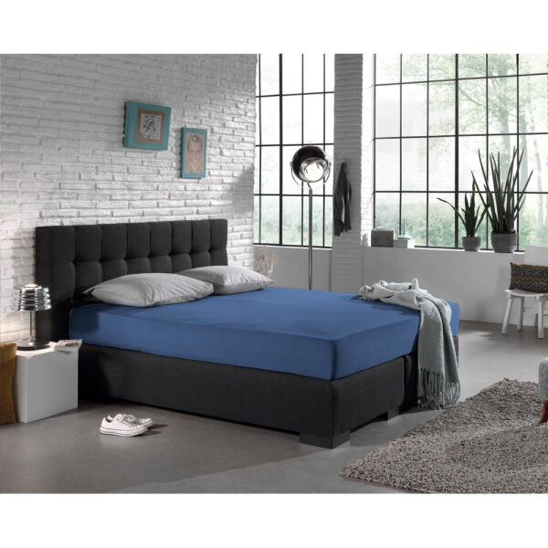 Enkel Jersey 135 gr. Hoeslaken Blauw 80/100 x 200 - Afbeelding 2