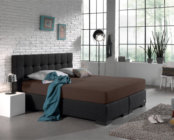 Enkel Jersey 135 gr. Hoeslaken Deep Taupe 160/180 x 200 - Afbeelding 2
