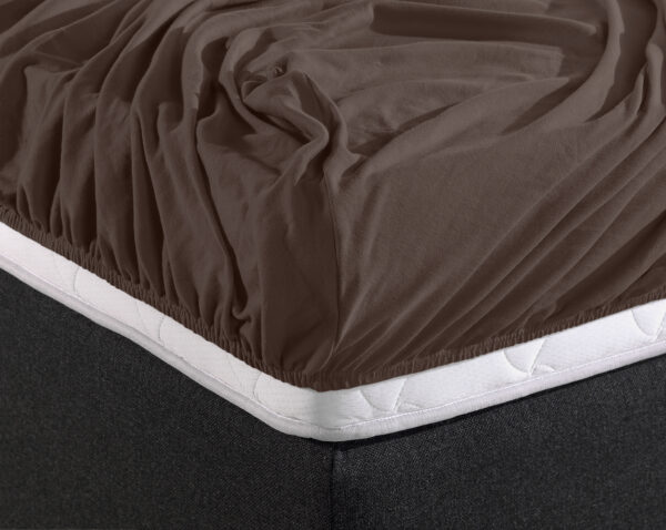 Enkel Jersey 135 gr. Hoeslaken Deep Taupe 80/100 x 200 - Afbeelding 3