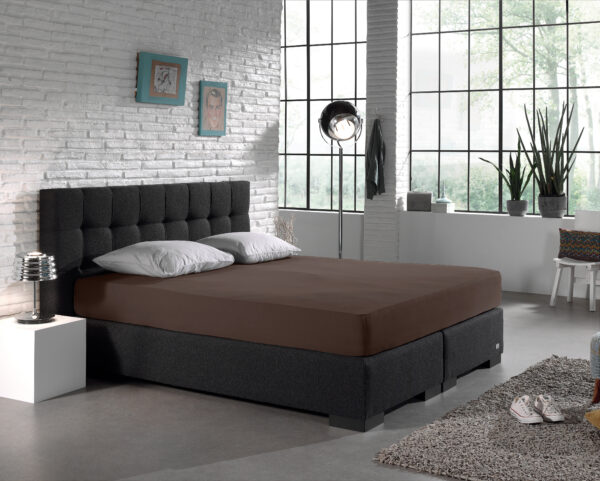 Enkel Jersey 135 gr. Hoeslaken Deep Taupe 80/100 x 200 - Afbeelding 4