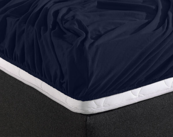 Enkel Jersey 135 gr. Hoeslaken Indigo Blauw 190/200 x 200/220 - Afbeelding 3