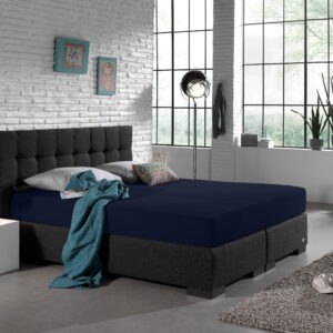 Enkel Jersey 135 gr. Hoeslaken Indigo Blauw 190/200 x 200/220