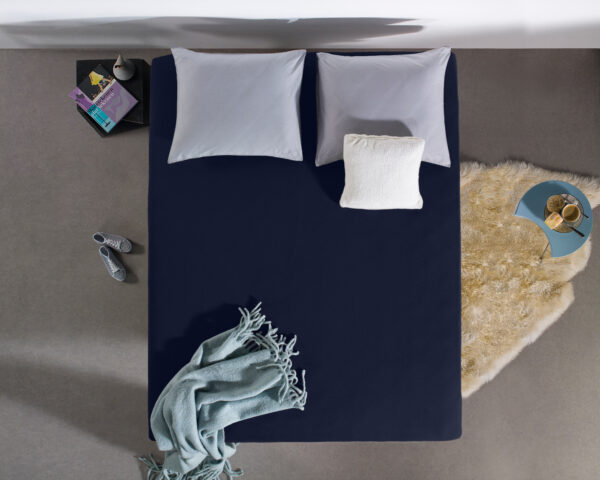 Enkel Jersey 135 gr. Hoeslaken Indigo Blauw 190/200 x 200/220 - Afbeelding 5