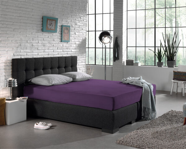 Enkel Jersey 135 gr. Hoeslaken Paars 140 x 200 - Afbeelding 2