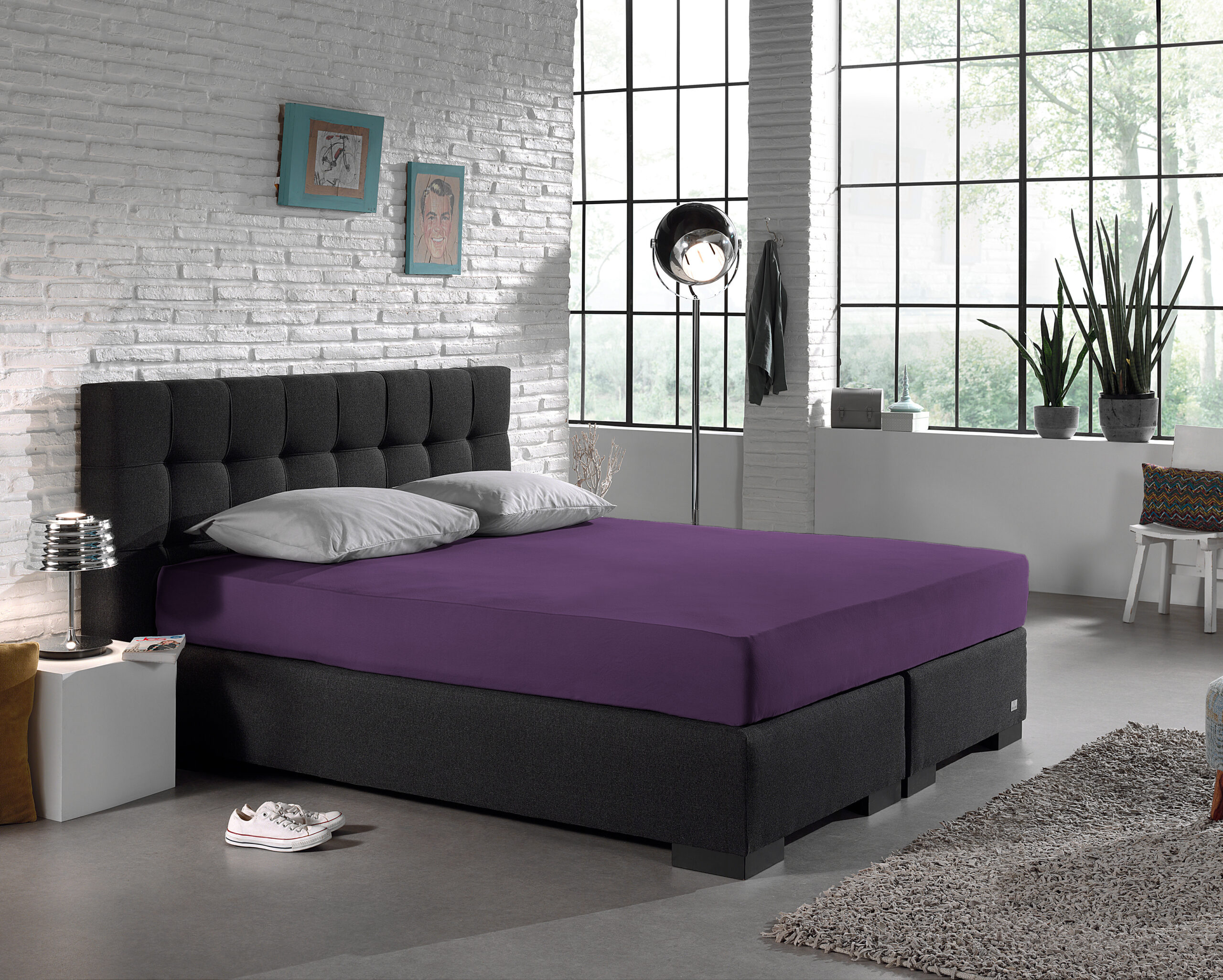 Enkel Jersey 135 gr. Hoeslaken Paars 140 x 200