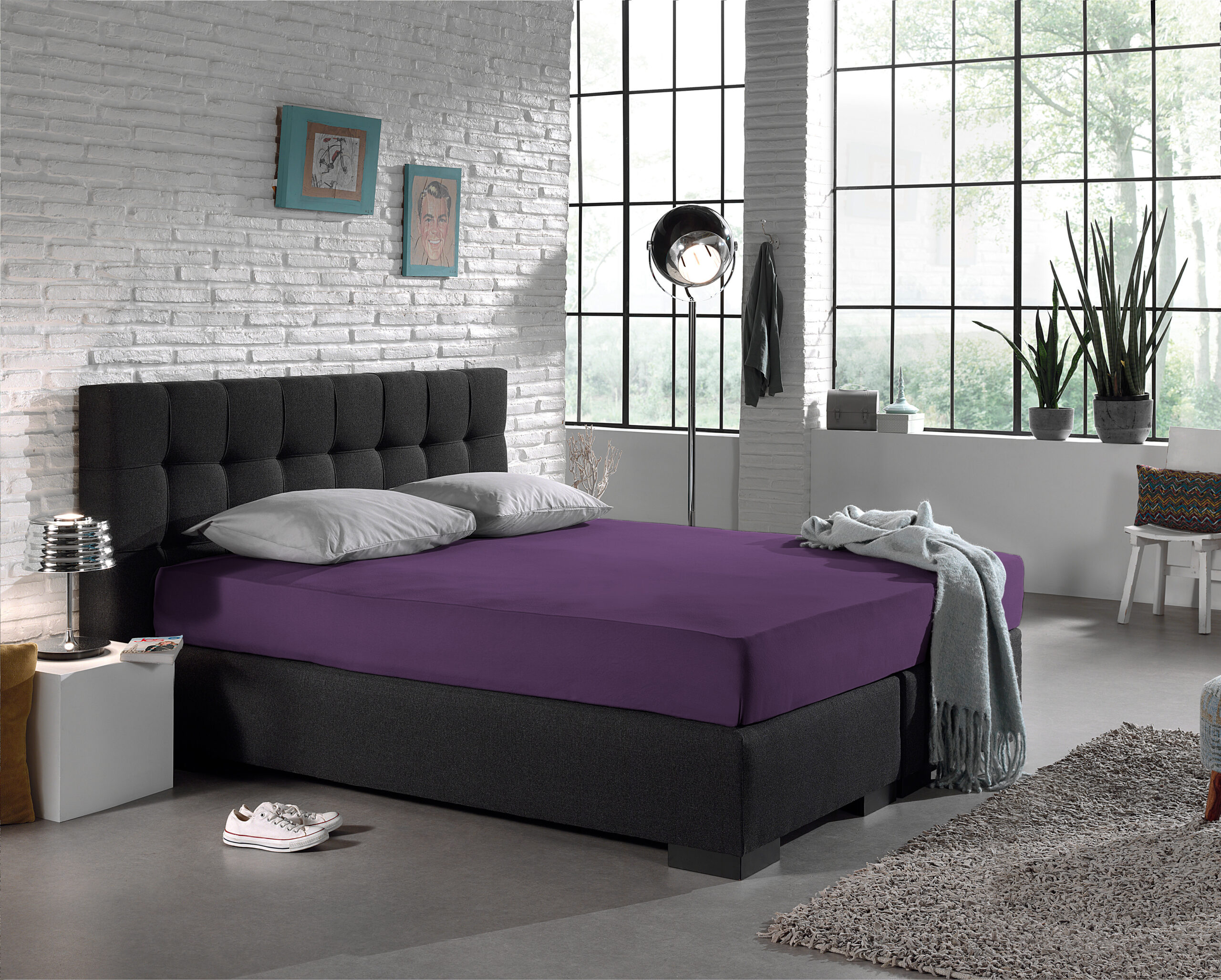 Enkel Jersey 135 gr. Hoeslaken Paars 80/100 x 200