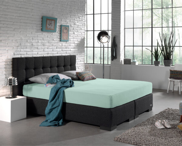 Enkel Jersey 135 gr. Hoeslaken Pastel Blauw 160/180 x 200 - Afbeelding 2
