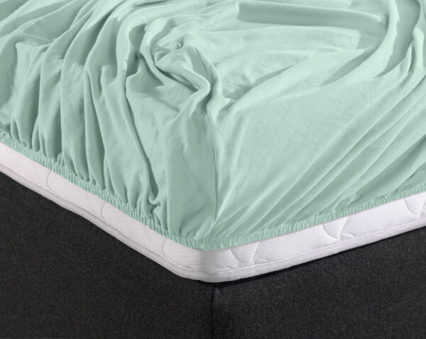Enkel Jersey 135 gr. Hoeslaken Pastel Blauw 160/180 x 200 - Afbeelding 3