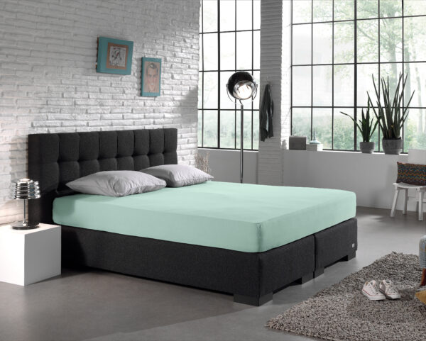 Enkel Jersey 135 gr. Hoeslaken Pastel Blauw 160/180 x 200 - Afbeelding 4