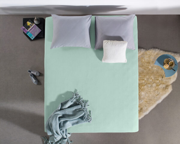Enkel Jersey 135 gr. Hoeslaken Pastel Blauw 160/180 x 200 - Afbeelding 5