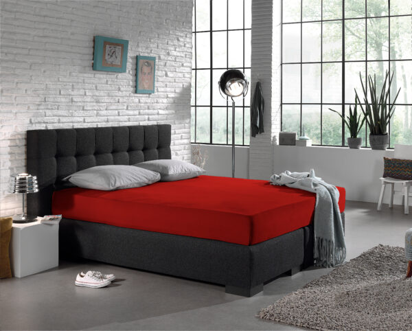 Enkel Jersey 135 gr. Hoeslaken Rood 160/180 x 200 - Afbeelding 2