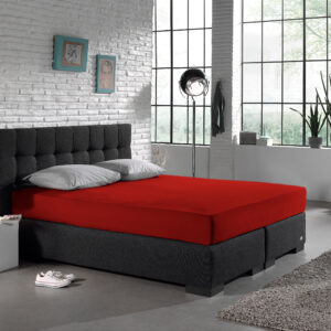 Enkel Jersey 135 gr. Hoeslaken Rood 160/180 x 200