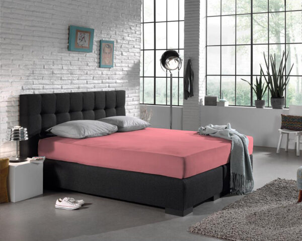 Enkel Jersey 135 gr. Hoeslaken Roze 160/180 x 200 - Afbeelding 2