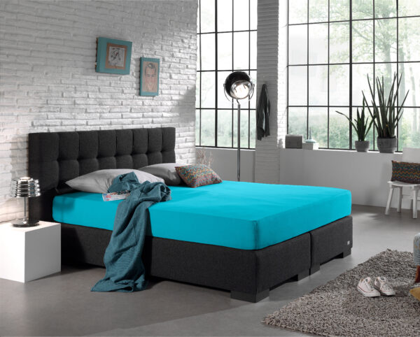 Enkel Jersey 135 gr. Hoeslaken Turquoise 80/100 x 200 - Afbeelding 2