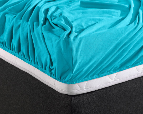 Enkel Jersey 135 gr. Hoeslaken Turquoise 80/100 x 200 - Afbeelding 3