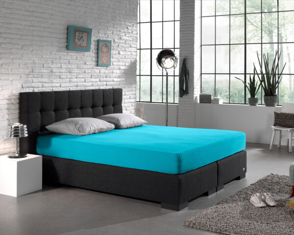 Enkel Jersey 135 gr. Hoeslaken Turquoise 80/100 x 200 - Afbeelding 4