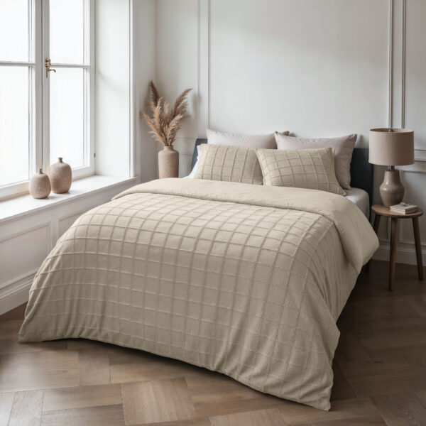 Faux Fur Check Beige 240x200/220 - Afbeelding 3