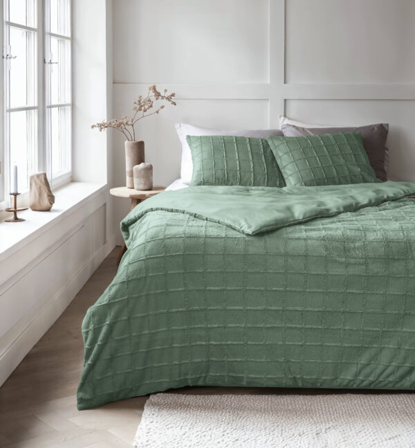 Faux Fur Check Donker Groen 140x200/220 - Afbeelding 2