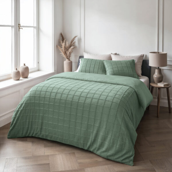 Faux Fur Check Donker Groen 240x200/220 - Afbeelding 3