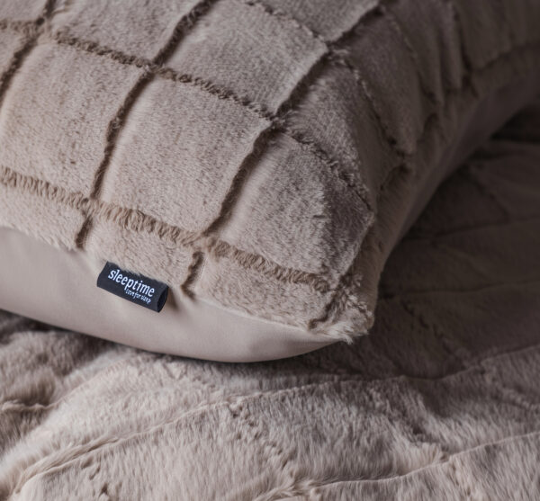 Faux Fur Check Taupe 140x200/220 - Afbeelding 4