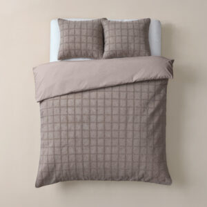 Faux Fur Check Taupe 240x200/220